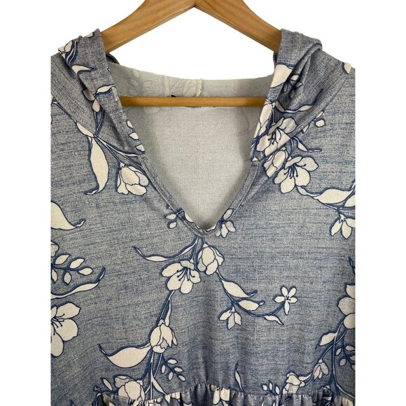 Love U Dear Womens Size Large Blue & White Floral Hoodie - Picture 3 of 10